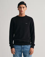 Rundhalspullover GANT "COTTON PIQUE C-NECK", Herren, Gr. S, schwarz, Strick,