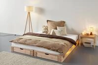 Palettenbett OTTO HOME "ALASCO " Mit Schublade", beige (natur), B:90cm H:18cm