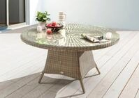 Gartentisch DESTINY "LUNA", beige (natur meliert, klarglas), H:75cm T:120cm,