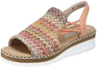 Sandale RIEKER, Damen, Gr. 42, bunt (aprikot multi), Bast, Nubuklederimitat,