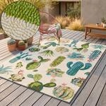 Teppich GINO FALCONE "Rosetta 021 Kakteen" Gr. 2, bunt (natur, multi), B:70cm H:15mm