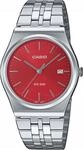 Quarzuhr, silber (silberfarben, rot), CASIO TIMELESS COLLECTION, Armbanduhren,