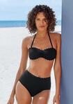 Highwaist-Bikini-Hose LASCANA "Scallop", Damen, Gr. 34, N-Gr, schwarz, Microfaser,