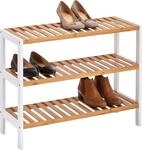 Schuhregal ZELLER PRESENT, wei&szlig; (wei&szlig;, natur), B:70cm H:54cm T:26cm, Bambus,