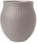 Dekovase VILLEROY & BOCH "Vase Manufacture Collier 18 cm", grau (taupe), Vasen,