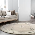 Wollteppich THEKO "Royal Berber" Gr. 43, beige (creme), H:18mm &Oslash;:100cm, Schurwolle,