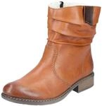 Winterboots RIEKER, Damen, Gr. 36 (3,5), braun (cognac), Lederimitat, used, Schuhe