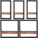 Wandregal SIT "Amritsar Wandregal-Set 5-teilig aus Mangoholz mit Altmetall",...