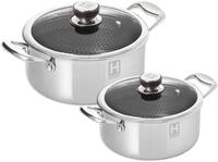 Topf-Set HENSSLERS, silber, T&ouml;pfe, Topf-Set, 3-Schicht Material mit Wabenstruktur,