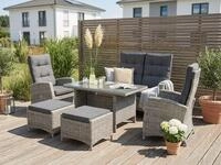 Garten-Essgruppe KONIFERA "Monaco", grau, Polyrattan, Sitzm&ouml;bel-Sets,