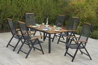Garten-Essgruppe MERXX "Tilos", grau (graphit, natur), Aluminium, Massivholz,