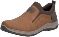 Slipper RIEKER, Herren, Gr. 41, braun (braun, schwarz), Lederimitat, Textil, Schuhe