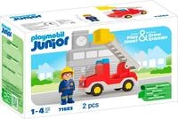 Konstruktions-Spielset PLAYMOBIL "Feuerwehrleiterfahrzeug (71683), JUNIOR", bunt,