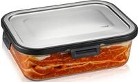 Lunchbox GEFU "MILO", silber (transparent, silberfarben, schwarz), B:17,6cm H:7,5cm