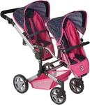 Puppen-Zwillingsbuggy CHIC2000 "Linus Duo", blau (konfetti pink), Puppenwagen,
