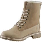 Winterboots TAMARIS, Damen, Gr. 37, beige, Nubukleder, Veloursleder, unifarben,