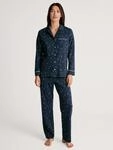 Pyjama CALIDA "Sweet Dreams", Damen, Gr. L (48/50), blau (peacoat blau), Interlock,