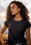 Rundhalsshirt VIVANCE "mit dezentem Glitzerdruck", Damen, Gr. 32/34, schwarz,...