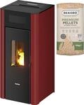 Pelletofen FREEPOINT "Amaranto 9", rot (schwarz), Kamin&ouml;fen, Pelletofen