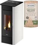 Pelletofen FREEPOINT "Indaco 11", wei&szlig; (schwarz), Kamin&ouml;fen, Pelletofen