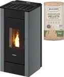 Pelletofen FREEPOINT "Sharp", grau (schwarz), Kamin&ouml;fen, Pelletofen