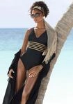 Badeanzug LASCANA "Elodie", Damen, Gr. 48, Cup C, gold (schwarz, goldfarben),