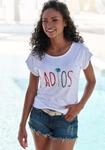 T-Shirt BEACHTIME BY LASCANA "mit Frontdruck "Adios", Damen, Gr. 40/42, wei&szlig;,