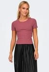 Rundhalsshirt ONLY "ONLEMMA S/S SHORT TOP NOOS JRS", Damen, Gr. XS (34), bunt...