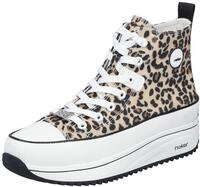 Plateausneaker RIEKER, Damen, Gr. 36, beige (leo, natur), Lederimitat, Textil,...