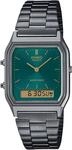 Chronograph CASIO VINTAGE, grau (anthrazit, petrol), Armbanduhren, Damen,