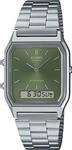 Chronograph CASIO VINTAGE, gr&uuml;n (edelstahlfarben, oliv), Armbanduhren, Damen,