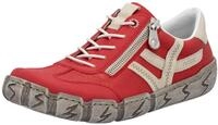 Slip-On Sneaker RIEKER, Damen, Gr. 36, rot (rot, beige), Leder, Lederimitat,