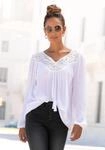 Crepebluse LASCANA, Damen, Gr. 34, wei&szlig;, Cr&ecirc;pe, Obermaterial: 100% Viskose. Spitze: