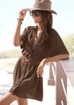 Longbluse LASCANA, Damen, Gr. 40, braun, Cr&ecirc;pe, Obermaterial: 100% Viskose,