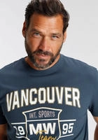 T-Shirt MAN'S WORLD, Herren, Gr. S (44/46), blau, Single Jersey, Obermaterial: 100%