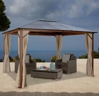 Pavillon KONIFERA "Holzoptik", Gestell aus Aluminium, Dach aus Polycarbonat", braun