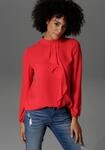 Langarmbluse ANISTON CASUAL, Damen, Gr. 34, rot, Georgette, Obermaterial: 100%
