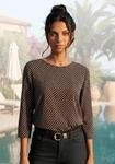 3/4-Arm-Shirt VIVANCE "mit Zierknopf am Ausschnitt", Damen, Gr. 32/34, schwarz,