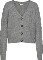 Strickjacke LASCANA, Damen, Gr. 32/34, grau (grau, meliert), Strick, Obermaterial: