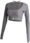 Sporttop YEAZ "Long Top CLUB LEVEL", Kinder, Gr. S, grau, Obermaterial: 78% Polyester