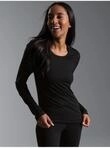 Longsleeve TRIGEMA "TRIGEMA Sportshirt aus Merinowolle", Damen, Gr. S, schwarz,
