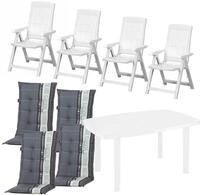 Garten-Essgruppe PROGARDEN "Tampa + Faro", wei&szlig;, B:85cm H:111cm T:109cm, Baumwolle,