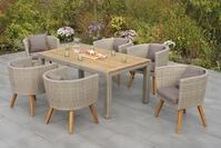 Garten-Essgruppe MERXX "Imperia", beige, Aluminium, Kunststoff, Massivholz,