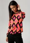 Shirtbluse ANISTON SELECTED, Damen, Gr. 36, bunt (schwarz, orange, pink),...