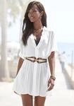 Longbluse LASCANA, Damen, Gr. 46, wei&szlig;, Cr&ecirc;pe, Obermaterial: 100% Viskose,