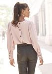 Langarmbluse LASCANA, Damen, Gr. 42, lila (mauve), Web, Obermaterial: 100% Polyester,