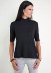 Stehkragenshirt SEIDEL MODEN, Damen, Gr. 34, schwarz, Jersey, Obermaterial: 96%