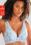 Push-up-BH, Damen, Gr. 70, Cup A, blau (himmelblau, creme), Spitze,...