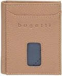 Geldb&ouml;rse BUGATTI "SECURE SLIM", Damen, beige, Leder, leicht gl&auml;nzend, unifarben,