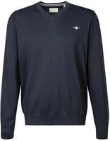 Sweater GANT "Strickpullover CLASSIC COTTON V-NECK", Herren, Gr. XXL, blau,